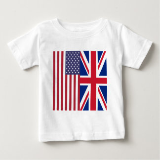 英国国旗および米国の旗 ベビーTシャツ