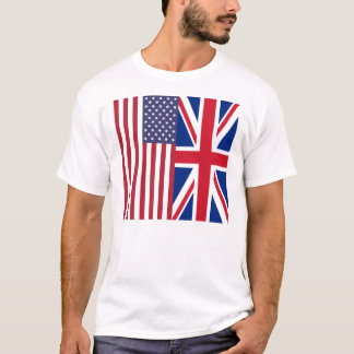 英国国旗および米国の旗 Tシャツ