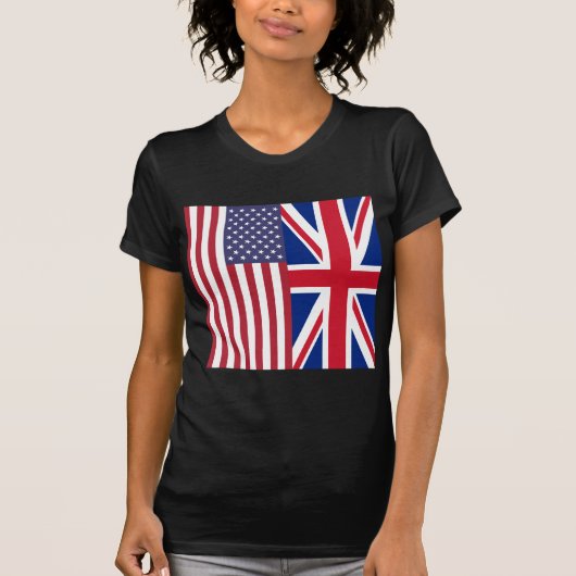 英国国旗および米国の旗 Tシャツ (正面)
