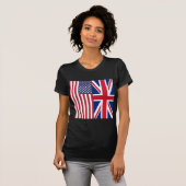 英国国旗および米国の旗 Tシャツ (正面フル)