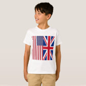 英国国旗および米国の旗 Tシャツ (正面フル)