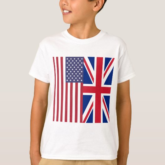 英国国旗および米国の旗 Tシャツ (正面)