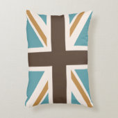 英国国旗か旗のティール(緑がかった色)のブラウンの金ゴールドのクリーム アクセントクッション (正面(垂直))
