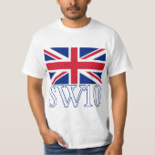 英国国旗が付いているロンドンの郵便番号SW10 Tシャツ (正面)