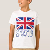 英国国旗が付いているロンドンの郵便番号SW19 Tシャツ (正面)