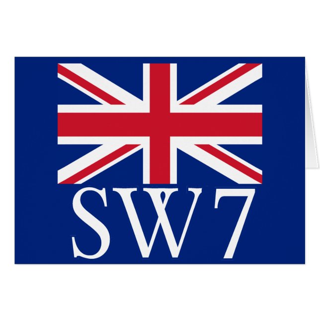 英国国旗が付いているロンドンの郵便番号SW7 (正面横)