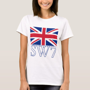 英国国旗が付いているロンドンの郵便番号SW7 Tシャツ