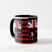 英国国旗が付いているヴィンテージのスタイルのゴシック様式スカル マグカップ (正面左)