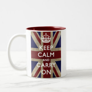 英国国旗とのKeep Calm and Carry On ツートーンマグカップ