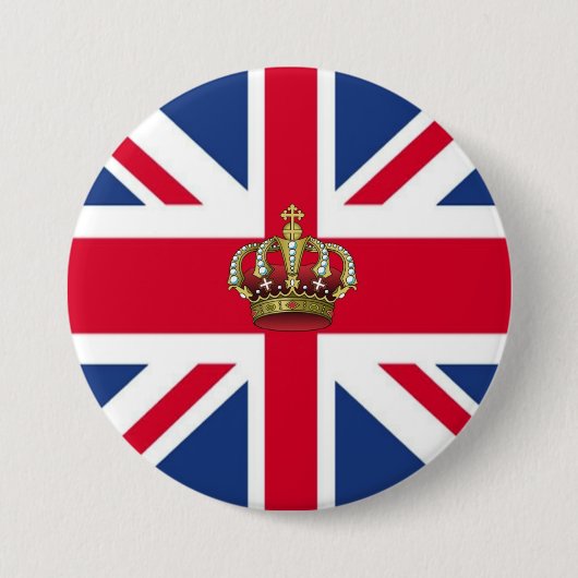 英国国旗と王室の王冠 缶バッジ (正面)