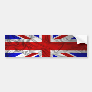 英国国旗のしわを寄せられた旗 バンパーステッカー