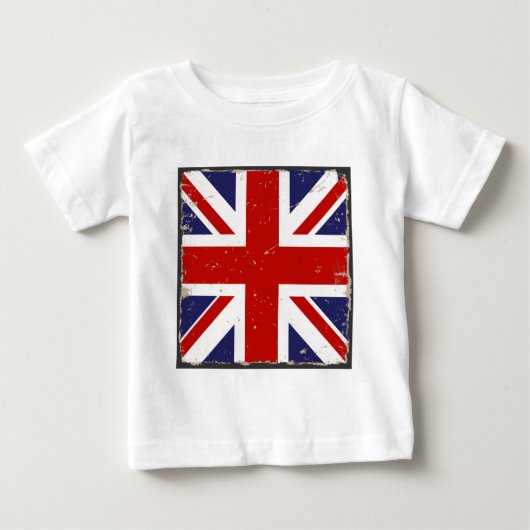 英国国旗のぼろぼろの上品 ベビーTシャツ (正面)