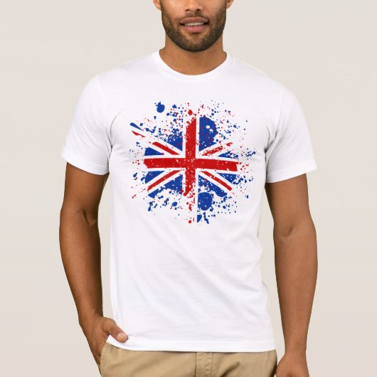 英国国旗のイギリスのしぶきは旗のTシャツを着色します Tシャツ (正面)