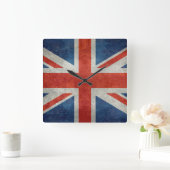 英国国旗のイギリスのイギリスの旗のレトロのスタイルの時計 スクエア壁時計 (ホーム)