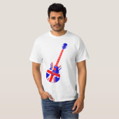 英国国旗のイギリスのギターの芸術 Tシャツ (正面フル)