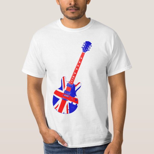 英国国旗のイギリスのギターの芸術 Tシャツ (正面)
