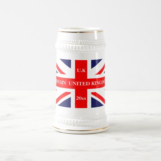 英国国旗のイギリスのロンドンのイギリスの旗 ビールジョッキ (中央)