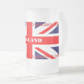 英国国旗のイギリスのロンドンのイギリスの旗 フロストグラスビールジョッキ (正面右)