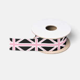 英国国旗のイギリスの旗のピンクおよび黒 サテンリボン