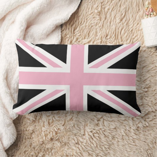 英国国旗のイギリスの旗のピンクおよび黒 ランバークッション (ブランケット)
