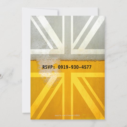 英国国旗のイギリスの旗冷たく新しいビール誕生会 招待状 (裏面)