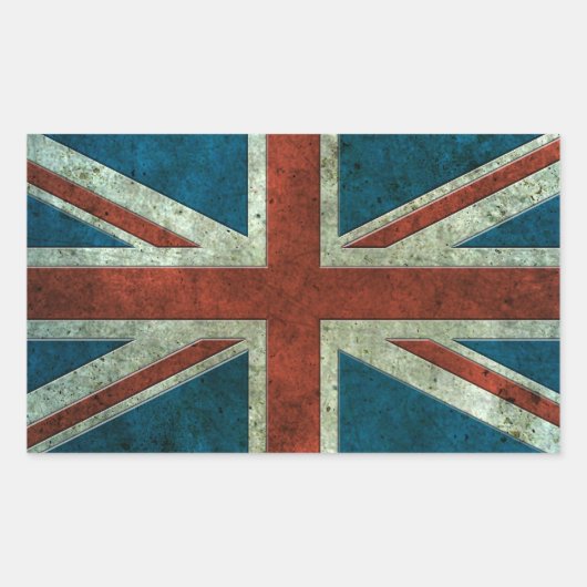 英国国旗のエージド・スチール効果 長方形シール (正面)
