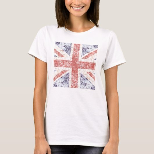 英国国旗のグランジで軽いTシャツ Tシャツ (正面)
