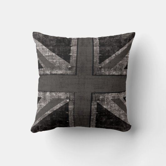 英国国旗のグランジで黒く及び白いトスの枕 クッション (裏面)