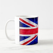 英国国旗のグランジなTシャツおよびギフト コーヒーマグカップ (左)