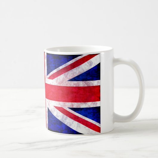 英国国旗のグランジなTシャツおよびギフト コーヒーマグカップ (右)