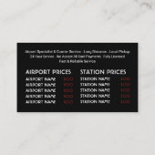 英国国旗のタクシーCabロゴ、価格表 名刺 (裏面)