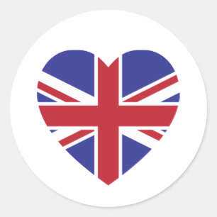 英国国旗のハートのステッカー ラウンドシール