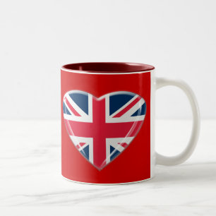 英国国旗のハートのデザイン ツートーンマグカップ