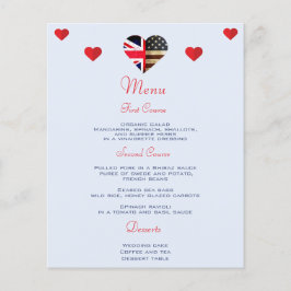 英国国旗のハートロマン結婚ティックのメニュー