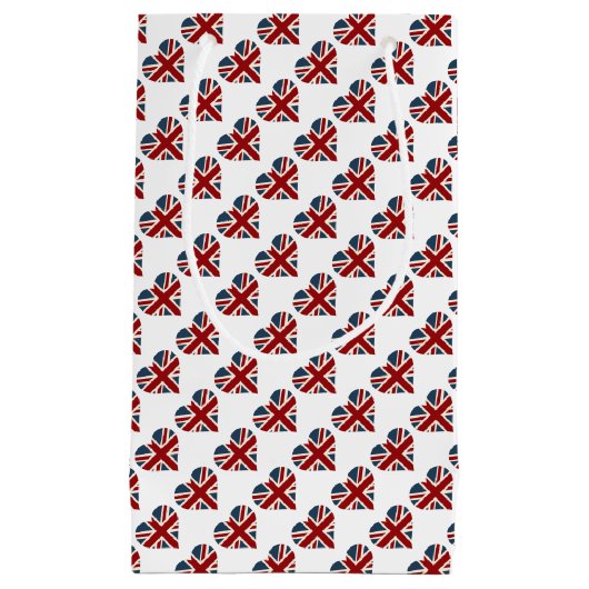 英国国旗のハート形の旗 スモールペーパーバッグ (正面)