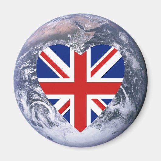 英国国旗のハート(Planet Earth) マグネット (正面)