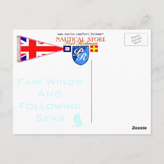 英国国旗のフェアウインド後を追の海のフレーズ航海の ポストカード (裏面)