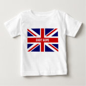 英国国旗のベビーは| Personalizableイギリスの旗を越えます ベビーTシャツ (正面)