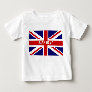 英国国旗のベビーは  Personalizableイギリスの旗を越えます ベビーTシャツ