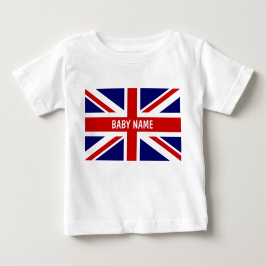 英国国旗のベビーは| Personalizableイギリスの旗を越えます ベビーTシャツ (正面)