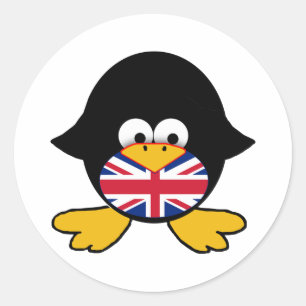 英国国旗のペンギン ラウンドシール