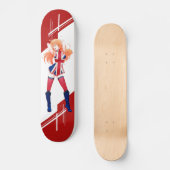 英国国旗のマンガの女の子は旗-イギリス-で服を着ました スケートボード (正面)