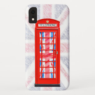 英国国旗の旗および赤い電話はiPhone XRの箱を囲みます iPhone XRケース