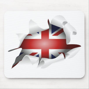 英国国旗の旗が付いているおもしろいによって裂かれる穴 マウスパッド