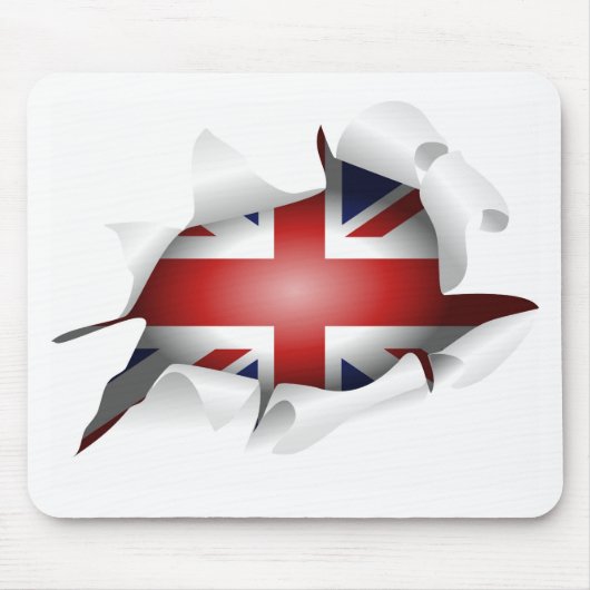 英国国旗の旗が付いているおもしろいによって裂かれる穴 マウスパッド (正面)