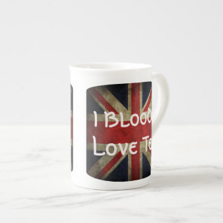 英国国旗の旗が付いているI血愛茶 ボーンチャイナマグカップ