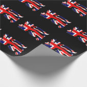英国国旗の旗のイギリスのライオンのシルエット ラッピングペーパー (角)