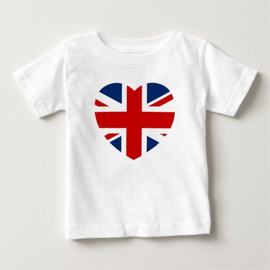 英国国旗の旗のハートの形 ベビーTシャツ (正面)