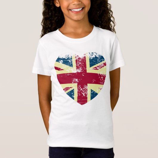 英国国旗の旗のハートの形 Tシャツ (正面)
