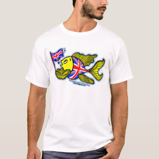 英国国旗の旗を持つイギリスの魚 Tシャツ